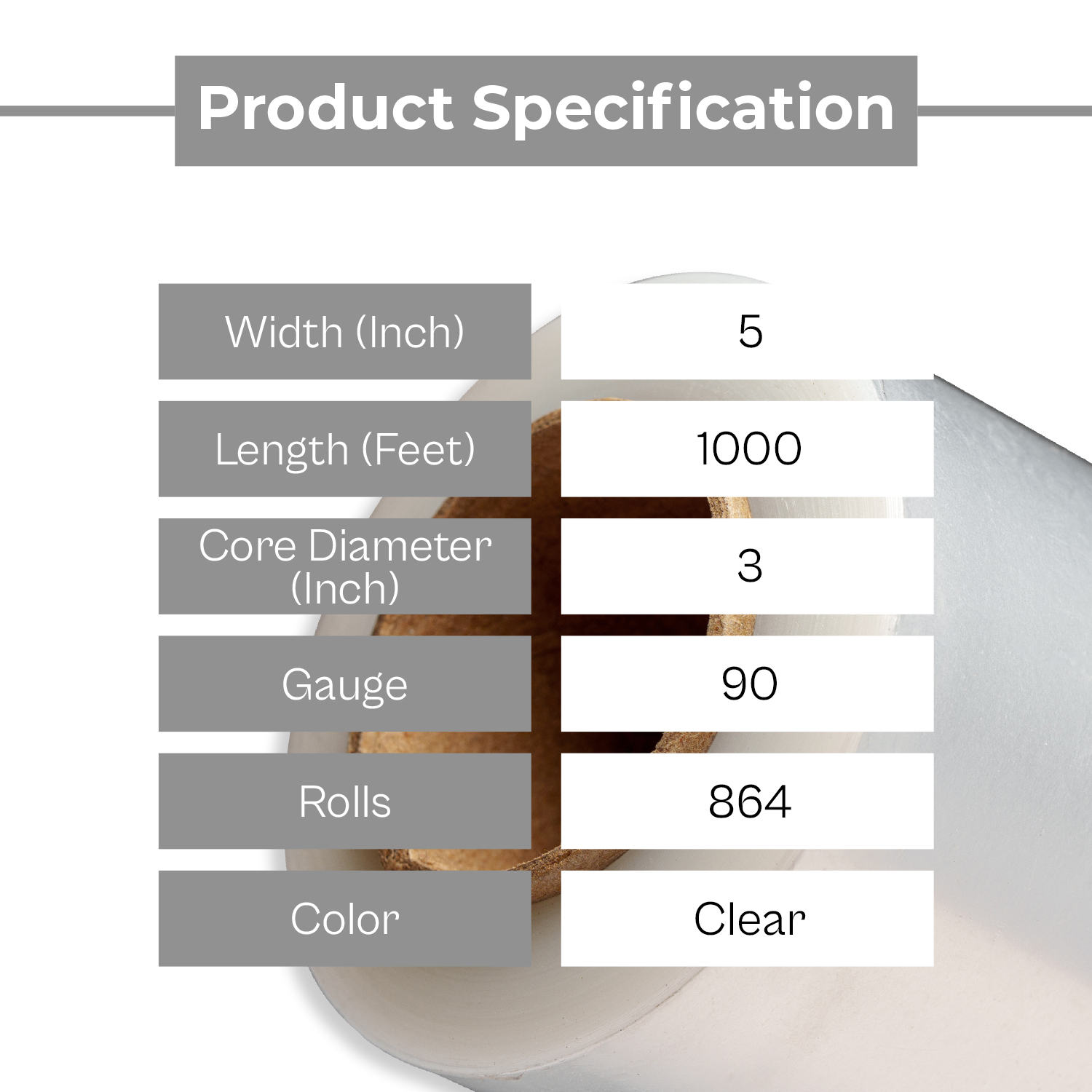 864 Rolls Mini Hand Stretch Wrap 5" x 1000' 90 Gauge Clear Plastic Shrink Film - Picture 3 of 8